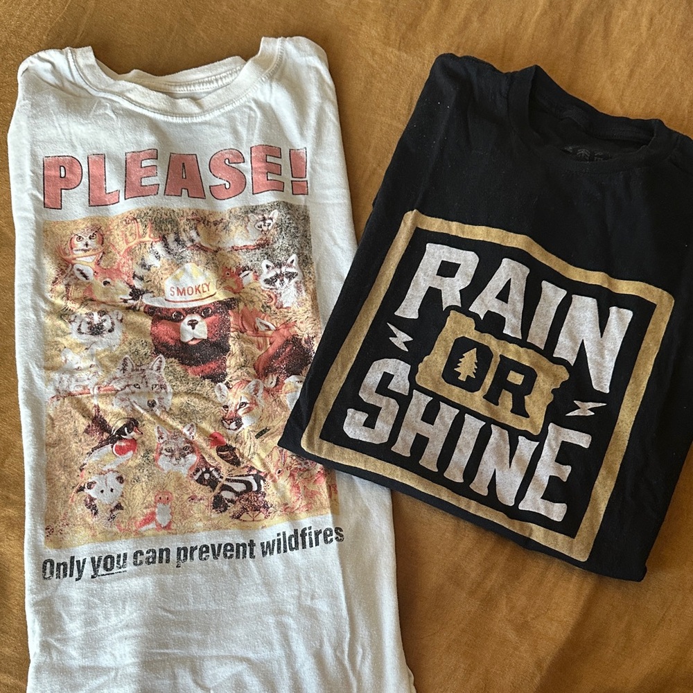 2 Women’s Graphic T-Shirts - Black and White